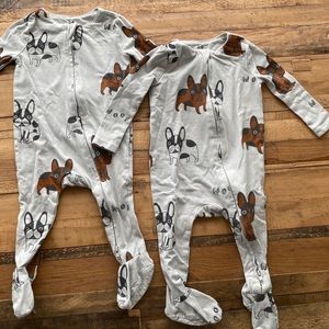 Twin set- Frenchie Print Footie Pajamas